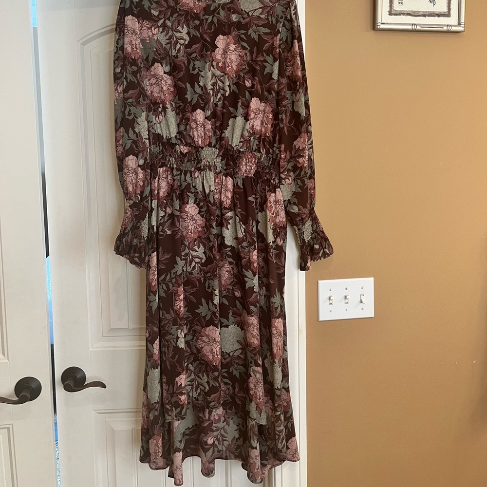 Nannette Floral High Low Dress - Burgundy and Pink
